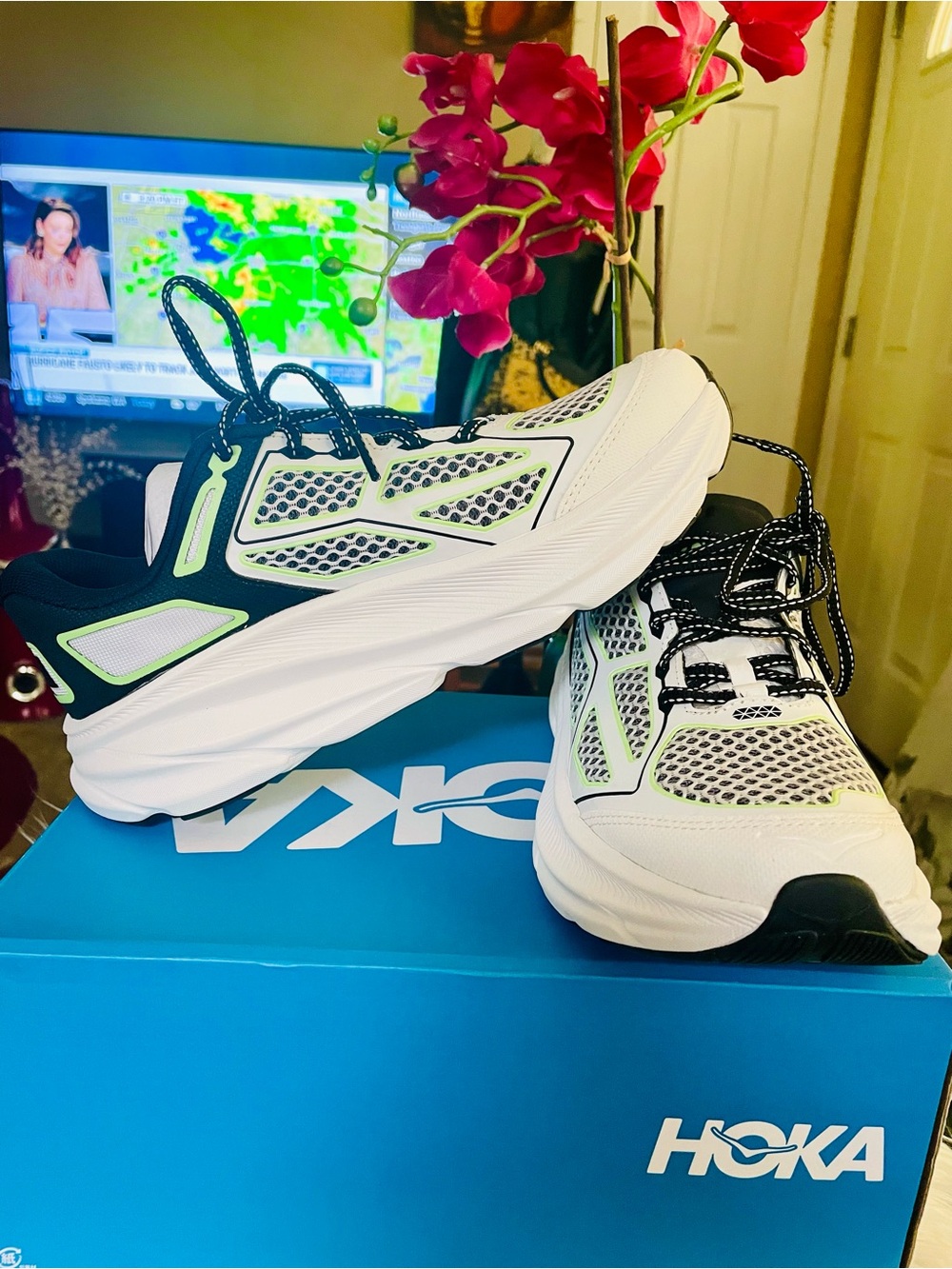 Hoka White & Lime Women's Running Shoes